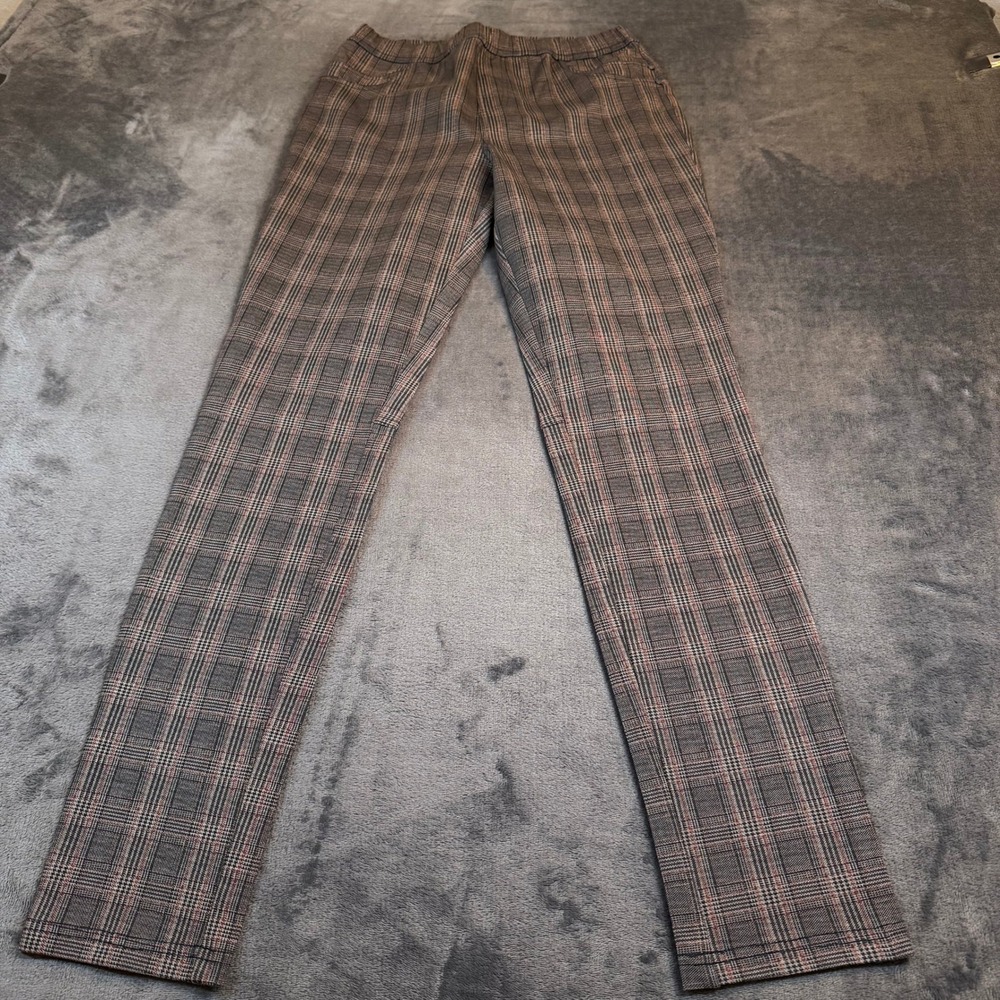 Sanctuary Plaid Leggings Womens Small Gray Red Stretch Faux Pockets‎